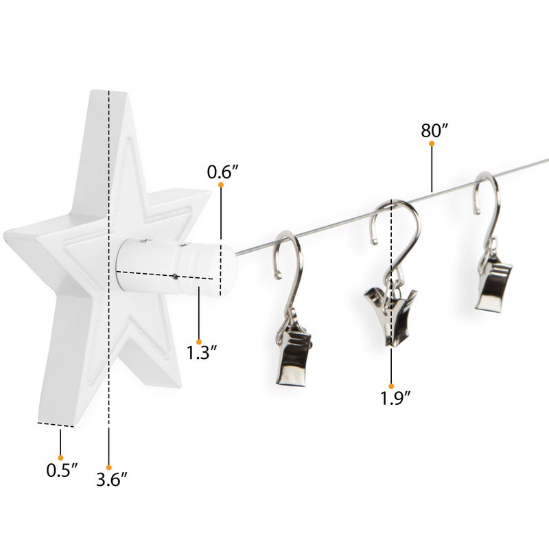 Wallniture Arte Picture Hangers Kit for Kids' Arts and Crafts, Adjustable Wire Curtain Rod with 24 Clips, White - Image 4